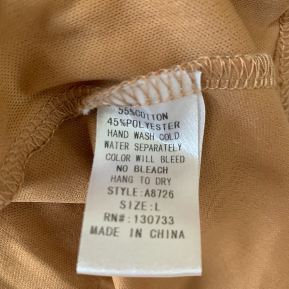 Long sleeve boutique dress tan with lace size large EUC - Picture 6 of 6